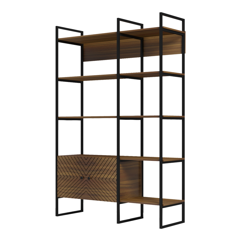 Bibliotekë Rhombo pakoworld arrë-e zezë 120x35x180cm