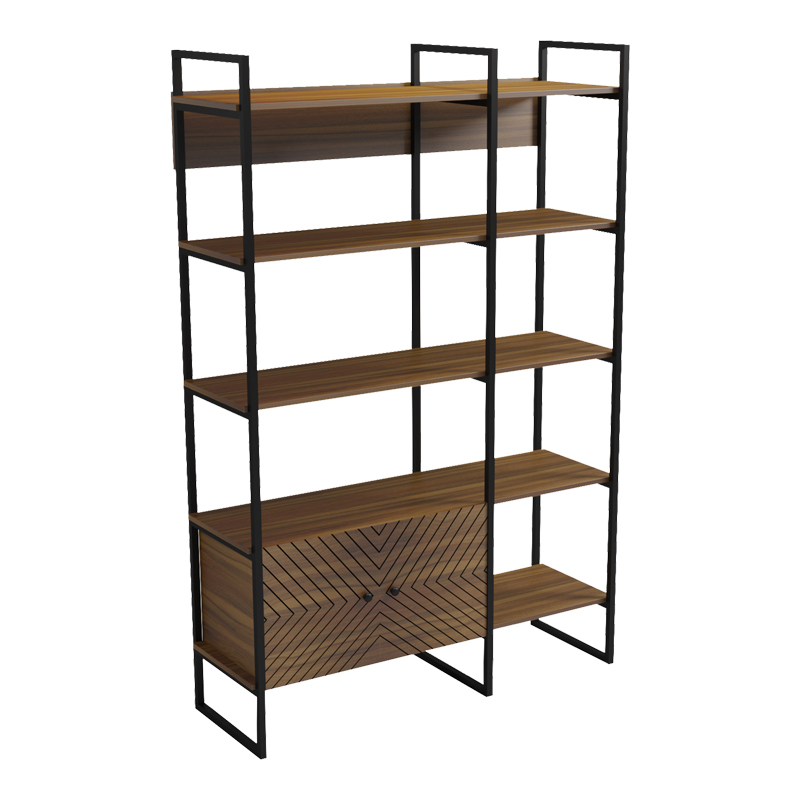 Bibliotekë Rhombo pakoworld arrë-e zezë 120x35x180cm