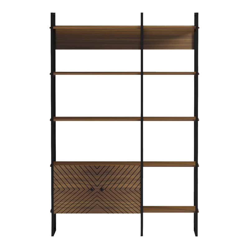 Bibliotekë Rhombo pakoworld arrë-e zezë 120x35x180cm