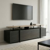 Komodinë TV Medousa pakoworld SONOMA me fund mermeri të zi 160x35.5x50cm