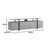 Komodinë TV Medousa pakoworld SONOMA me fund mermeri të zi 160x35.5x50cm