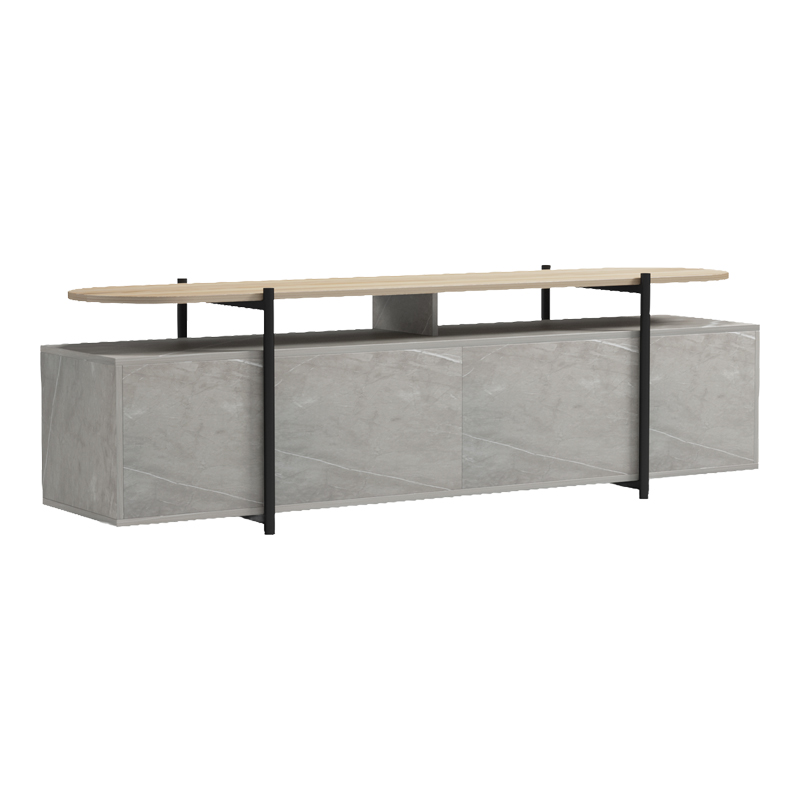 Komodinë TV Medousa pakoworld sonoma me përfundim mermeri gri-bezhe 160x35.5x50cm
