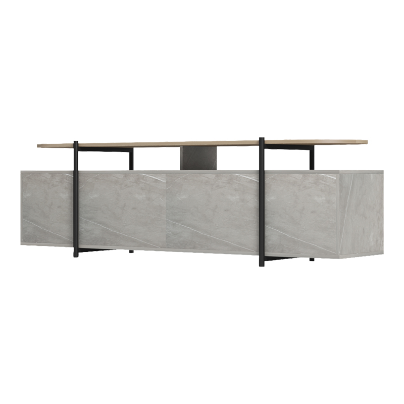 Komodinë TV Medousa pakoworld sonoma me përfundim mermeri gri-bezhe 160x35.5x50cm