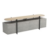 Komodinë TV Medousa pakoworld sonoma me përfundim mermeri gri-bezhe 160x35.5x50cm