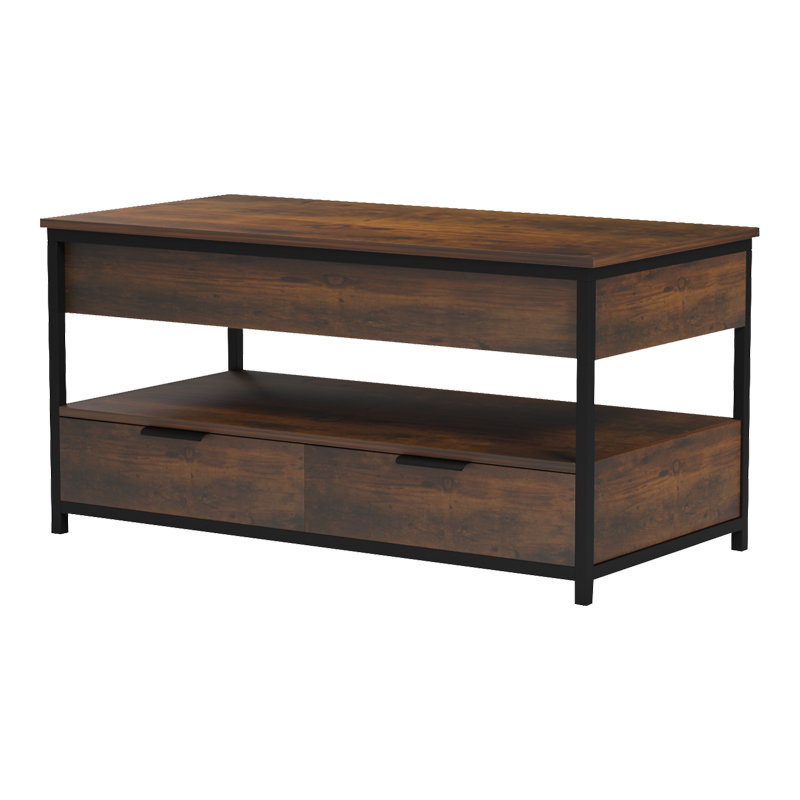 Tavolinë kafeje Lumio pakoworld kafe rustike-metal i zi 100x50x48-53cm