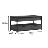 Tavolinë kafeje Lumio pakoworld kafe rustike-metal i zi 100x50x48-53cm