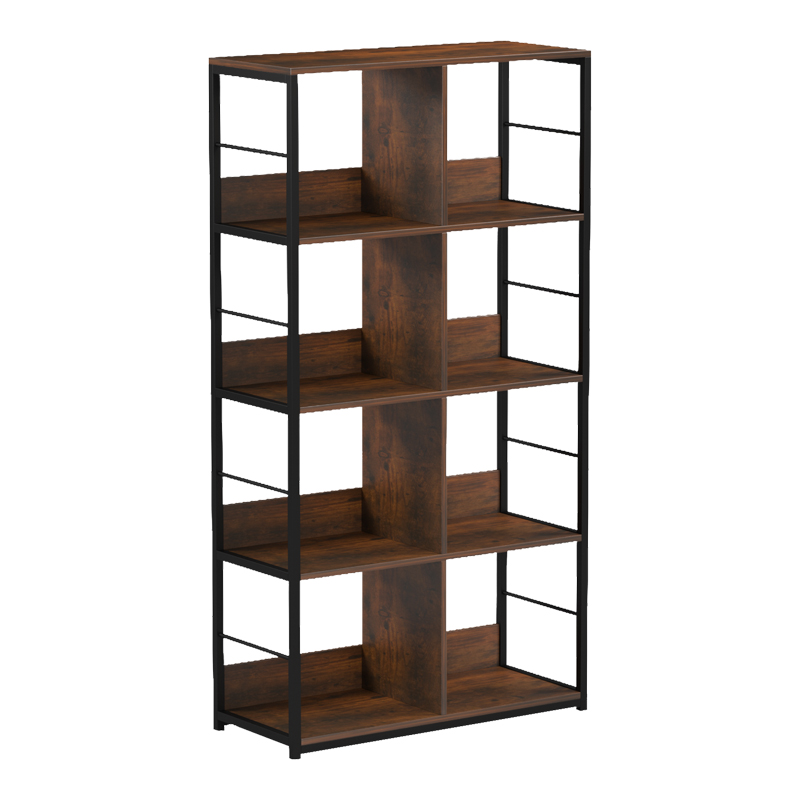 Bibliotekë-Raft Bocklet pakoworld kafe rustike-metal i zi 80x33x149cm