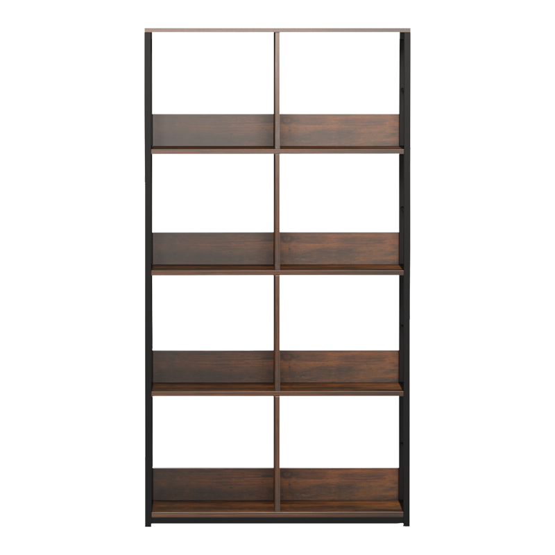 Bibliotekë-Raft Bocklet pakoworld kafe rustike-metal i zi 80x33x149cm