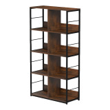 Bibliotekë-Raft Bocklet pakoworld kafe rustike-metal i zi 80x33x149cm