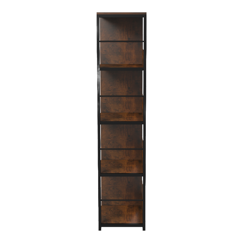 Bibliotekë-Raft Bocklet pakoworld kafe rustike-metal i zi 80x33x149cm