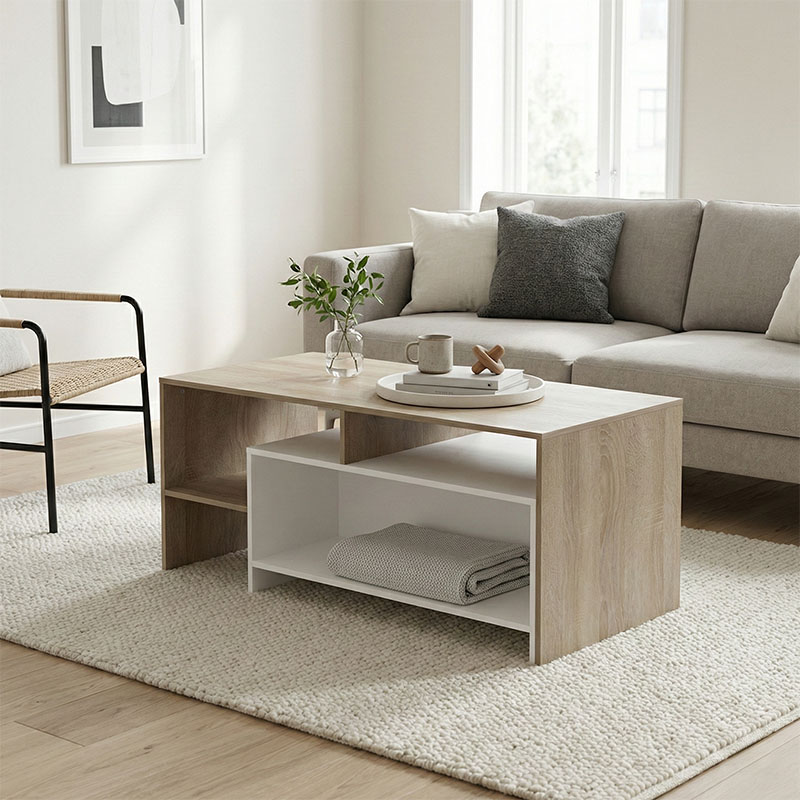 Tavolinë kafeje Consa pakoworld sonoma - e bardhë 120x60x52.8cm