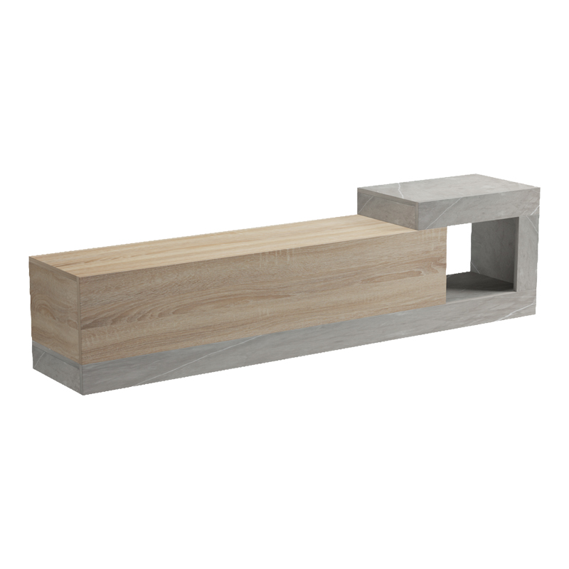 Dollap TV i montuar në mur Flato pakoworld sonoma-gri bezhë me pamje mermeri 150x29.5x38.5cm