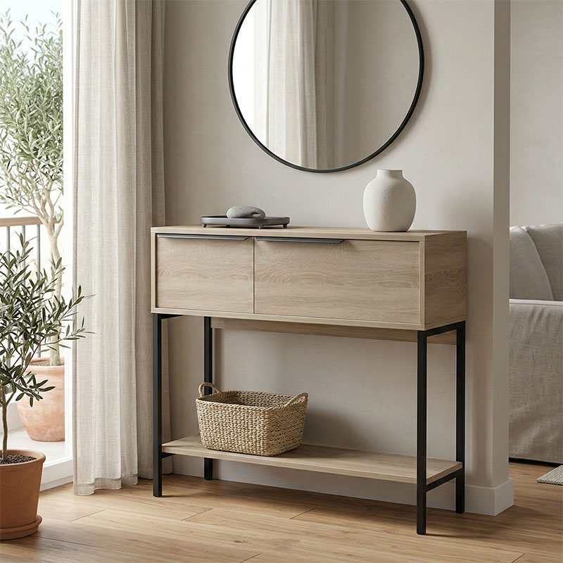 Konsolë Nordic pakoworld në nuancë sonoma-e zezë 90x29.5x76cm