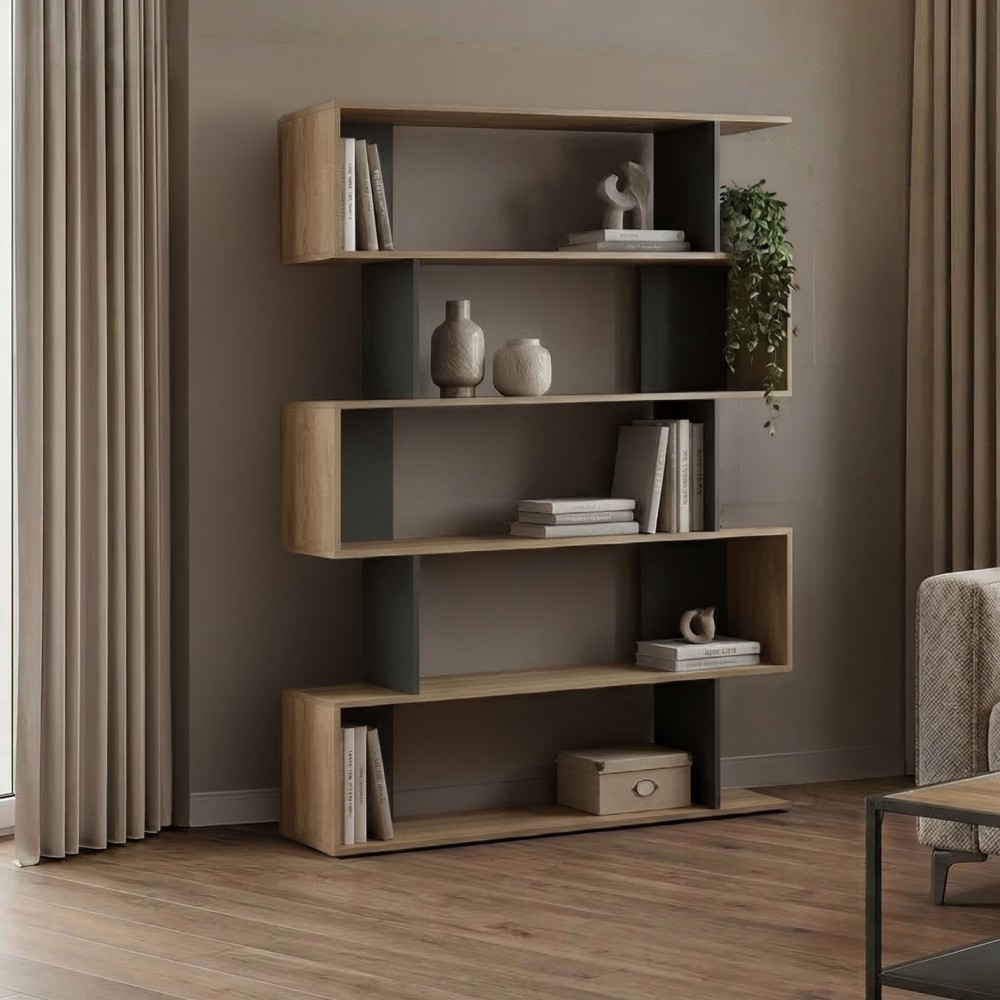 Bibliotekë Tetri pakoworld sonoma-antracit 121.8x25.4x158.8cm