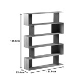 Bibliotekë Tetri pakoworld sonoma-antracit 121.8x25.4x158.8cm