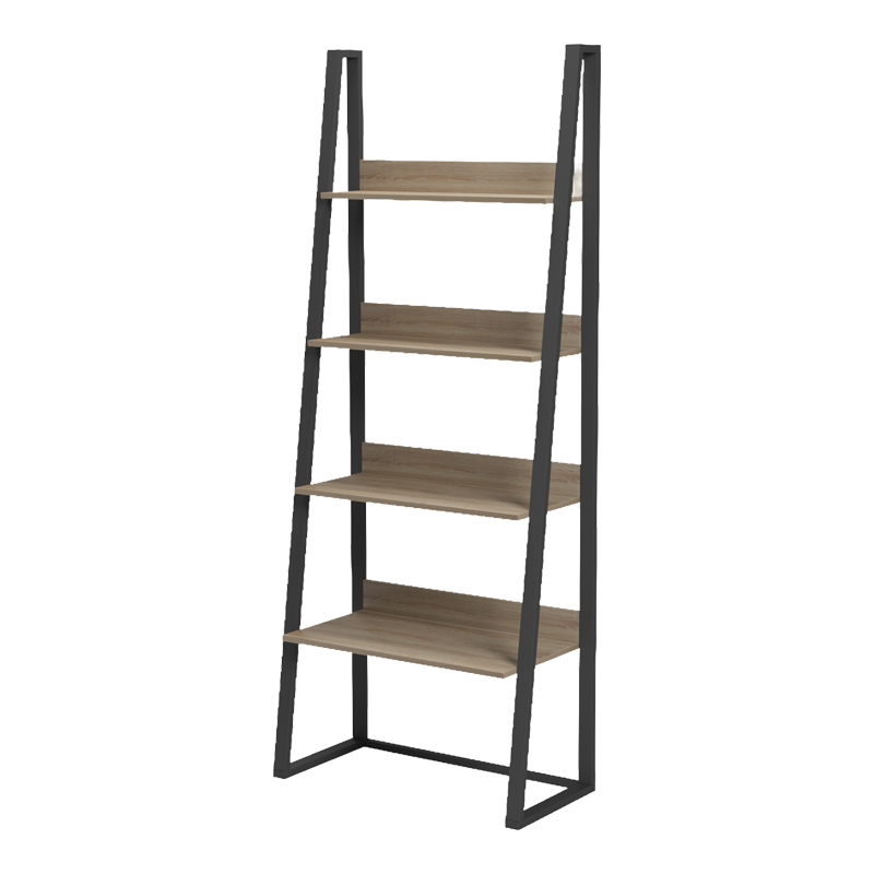 Bibliotekë-raft Alfa pakoworld SONOMA-metal i zi 75x36x185cm