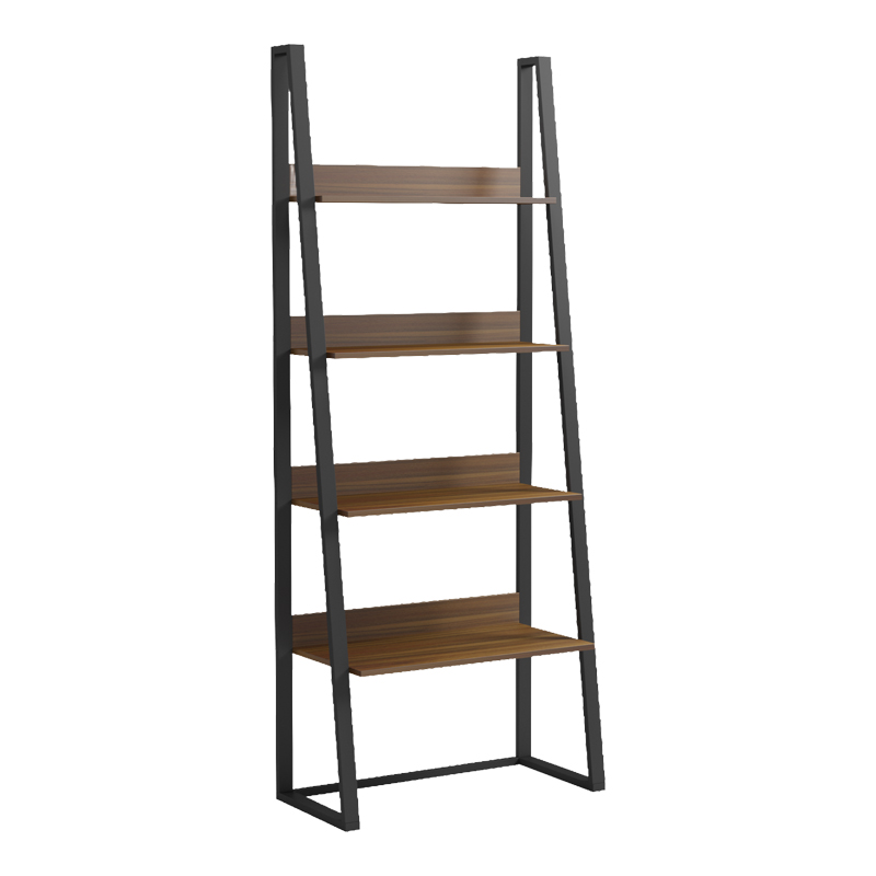 Bibliotekë-raft Alfa pakoworld arrë-metal i zi 75x36x185cm