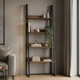 Bibliotekë-raft Alfa pakoworld arrë-metal i zi 75x36x185cm