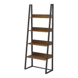 Bibliotekë-raft Alfa pakoworld arrë-metal i zi 75x36x185cm