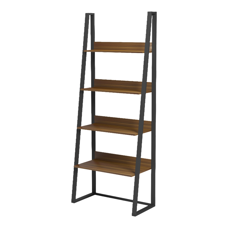 Bibliotekë-raft Alfa pakoworld arrë-metal i zi 75x36x185cm