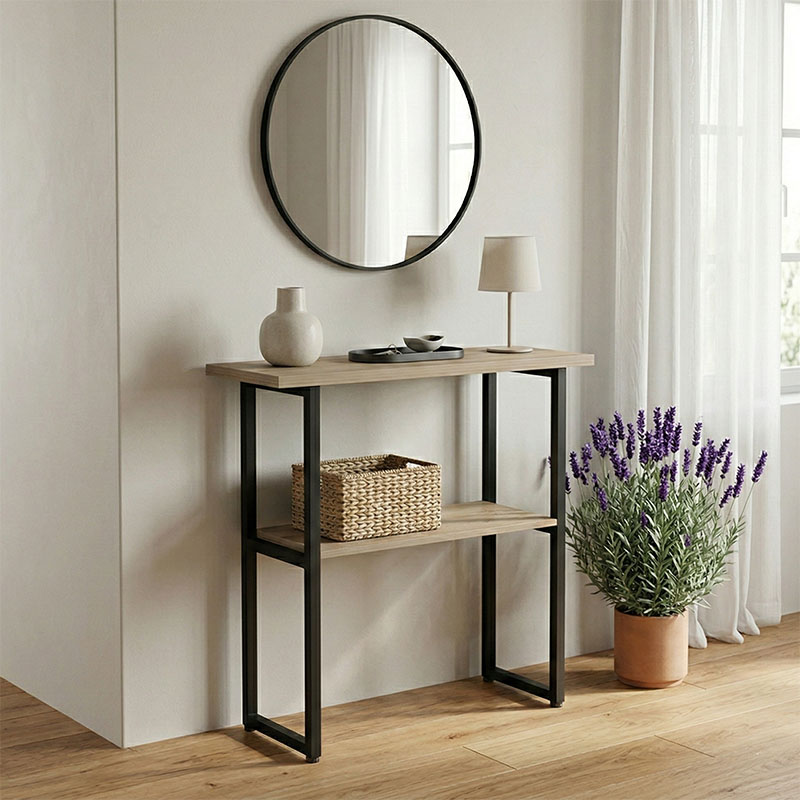 Konsolë Solain pakoworld sonoma-metal i zi 79x29x85cm