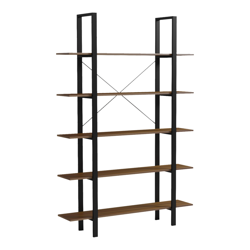Bibliotekë-Raft Varous pakoworld arrë-metal i zi 120x28x180cm