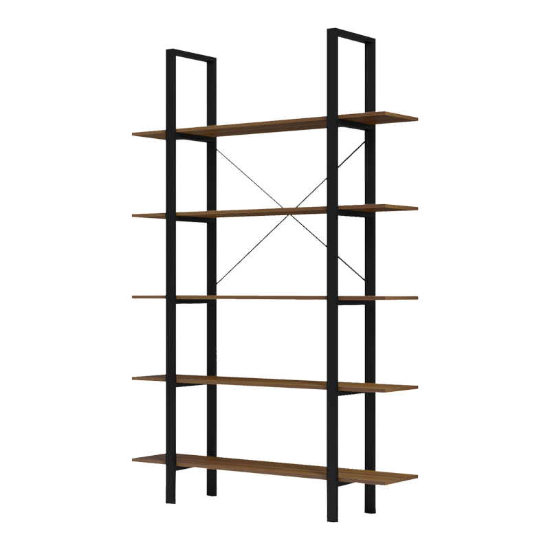 Bibliotekë-Raft Varous pakoworld arrë-metal i zi 120x28x180cm