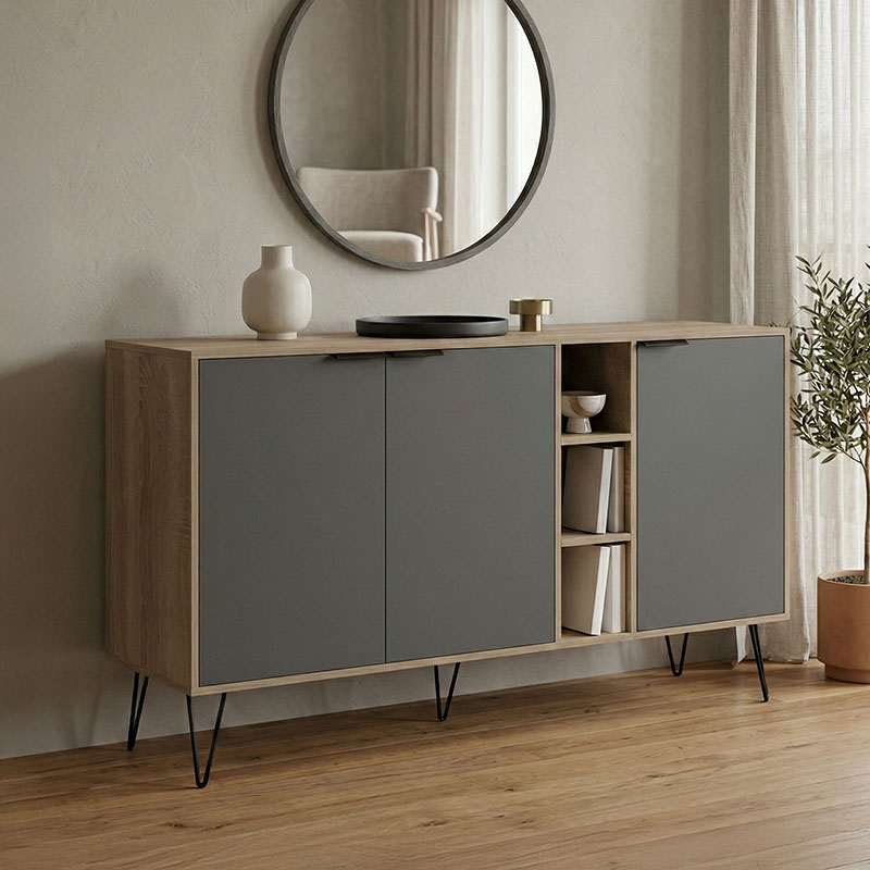 Bufe Balain pakoworld sonoma-antracit 142x35.5x83cm