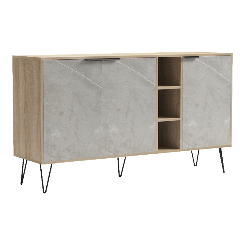 Bufe Balain pakoworld sonoma-gri beix me pamje mermeri 142x35.5x83cm