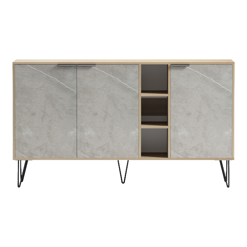 Bufe Balain pakoworld sonoma-gri beix me pamje mermeri 142x35.5x83cm
