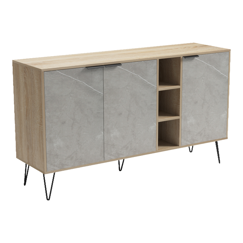 Bufe Balain pakoworld sonoma-gri beix me pamje mermeri 142x35.5x83cm