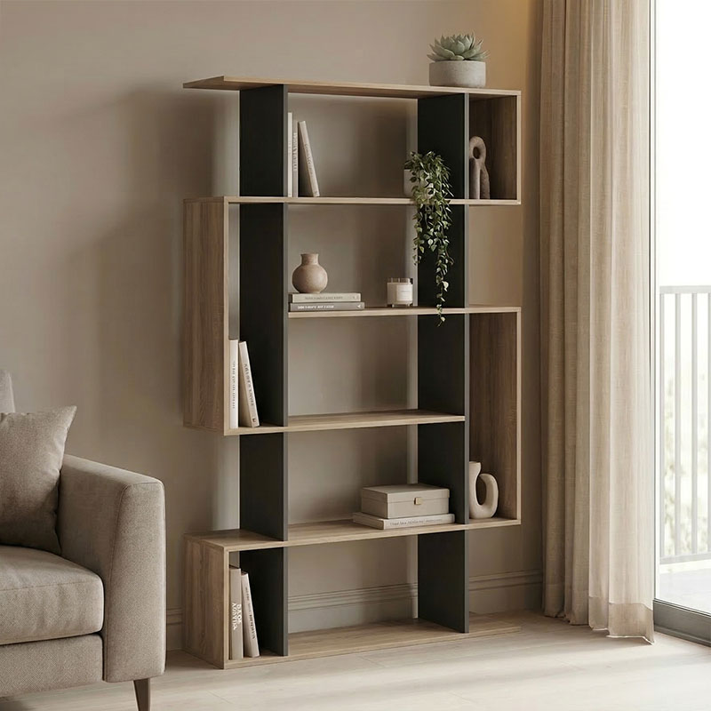 Bibliotekë Mito pakoworld sonoma-antracit 108.5x25x161cm