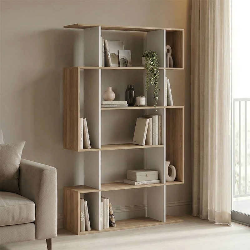 Librari Mito pakoworld sonoma-e bardhë 108.5x25x161cm