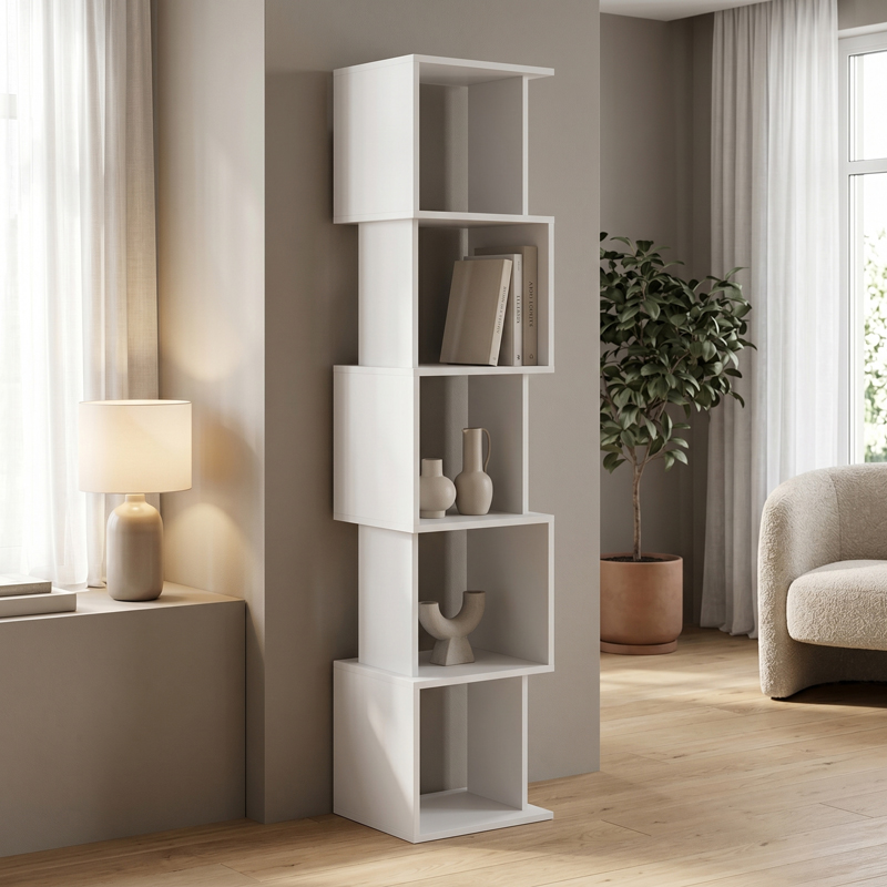 Bibliotekë Cubik pakoworld e bardhë 35x30x161cm