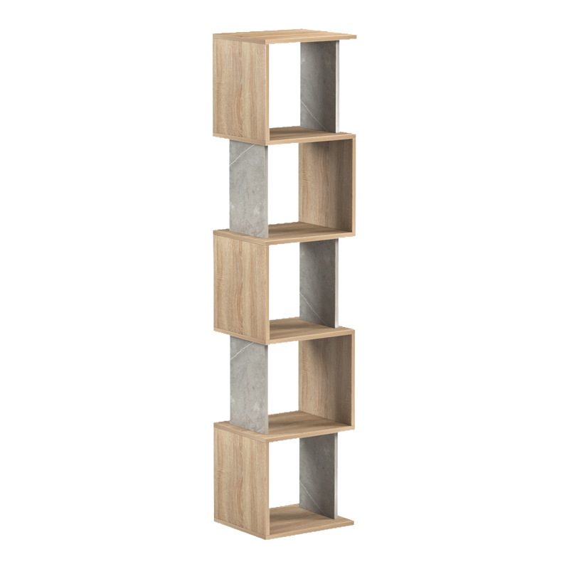 Librari Cubik pakoworld sonoma me mermer gri bezhë 35x30x161cm