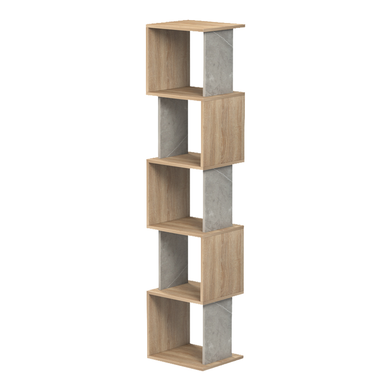 Librari Cubik pakoworld sonoma me mermer gri bezhë 35x30x161cm