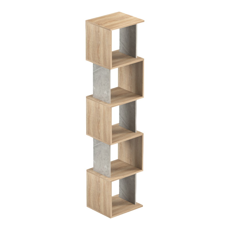 Librari Cubik pakoworld sonoma me mermer gri bezhë 35x30x161cm