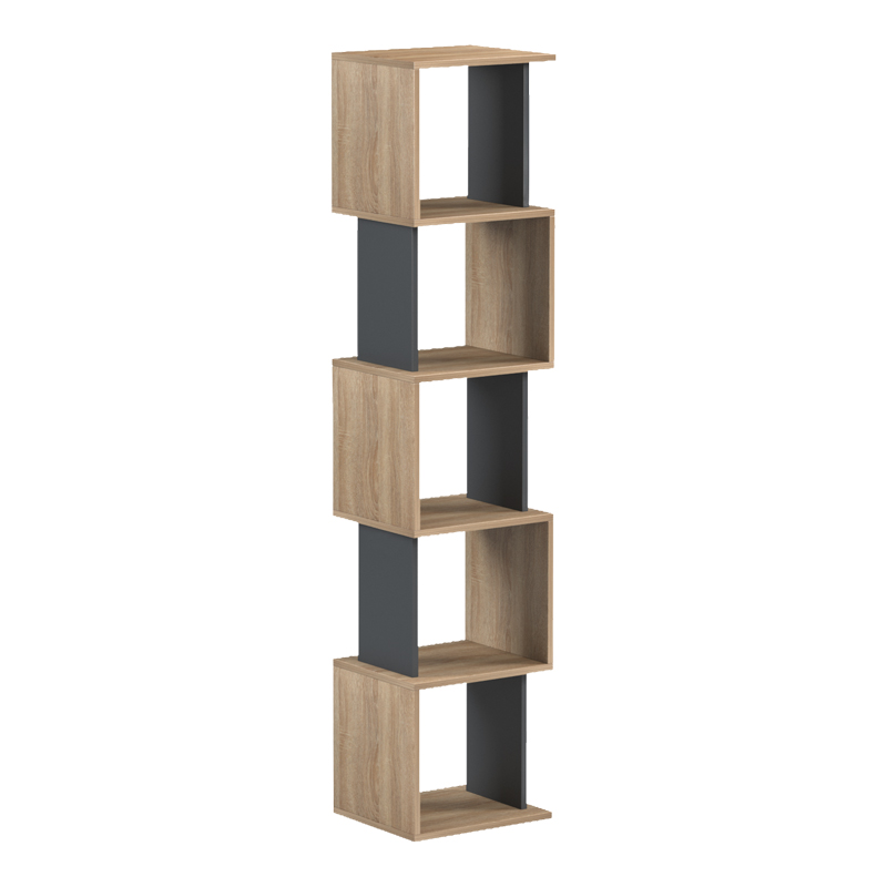 Bibliotekë Cubik pakoworld sonoma-antracit 35x30x161cm