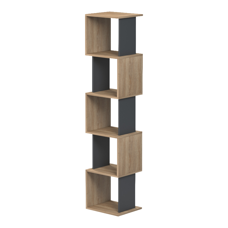 Bibliotekë Cubik pakoworld sonoma-antracit 35x30x161cm
