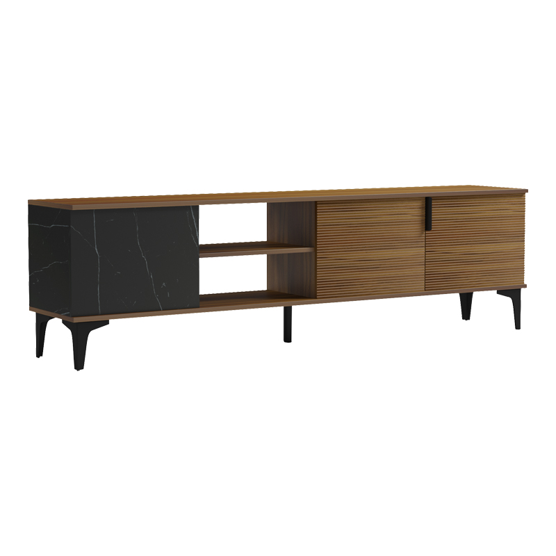 Komodinë tv Riba pakoworld arrë-mermer i zi 180x34x51cm