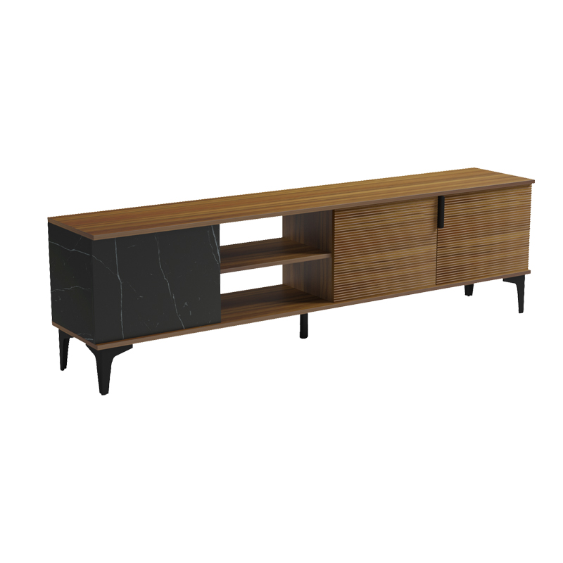 Komodinë tv Riba pakoworld arrë-mermer i zi 180x34x51cm