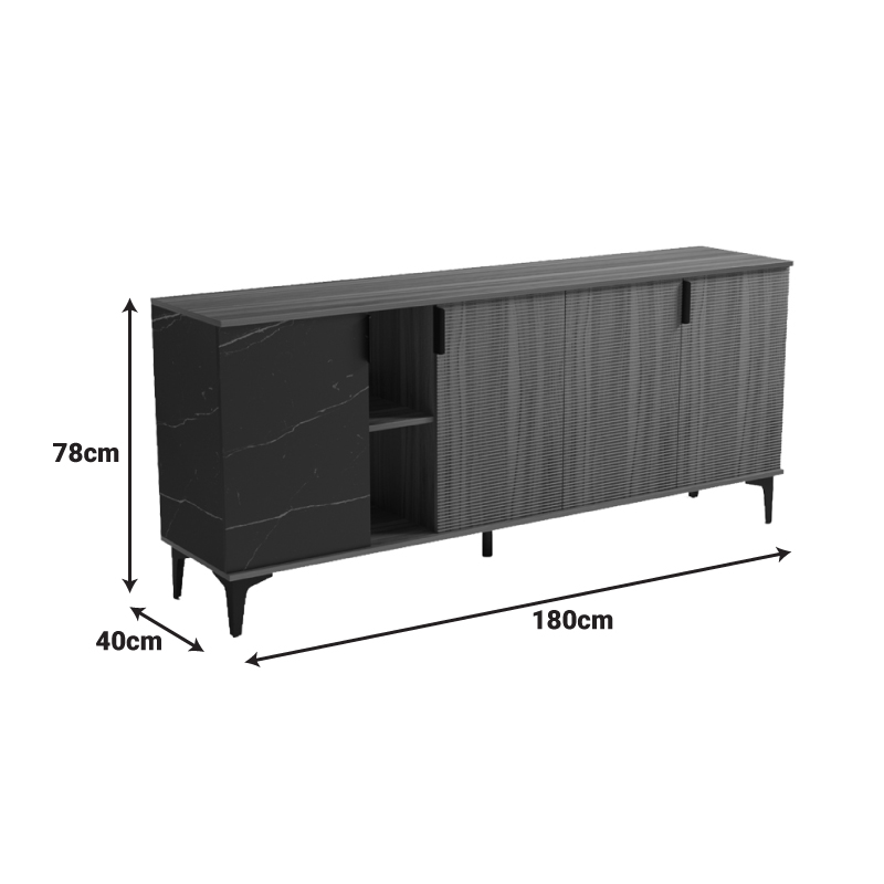 Bufe Riba pakoworld arrë-mermer i zi 180x40x78cm