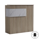 Recepsion Optima pakoworld me LED sonoma-e bardhë me pamje mermeri 110x40x110cm