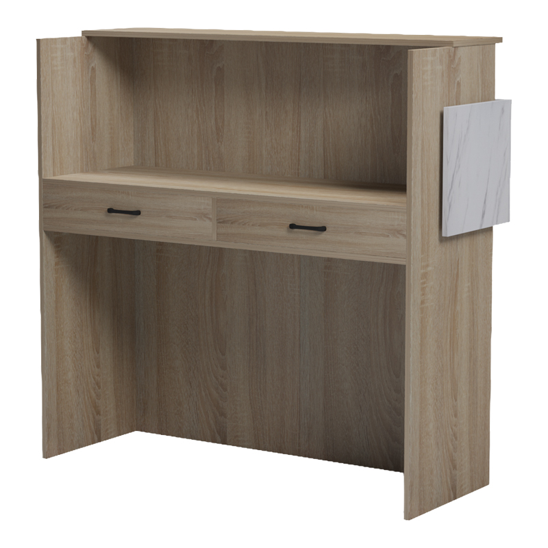 Recepsion Optima pakoworld me LED sonoma-e bardhë me pamje mermeri 110x40x110cm