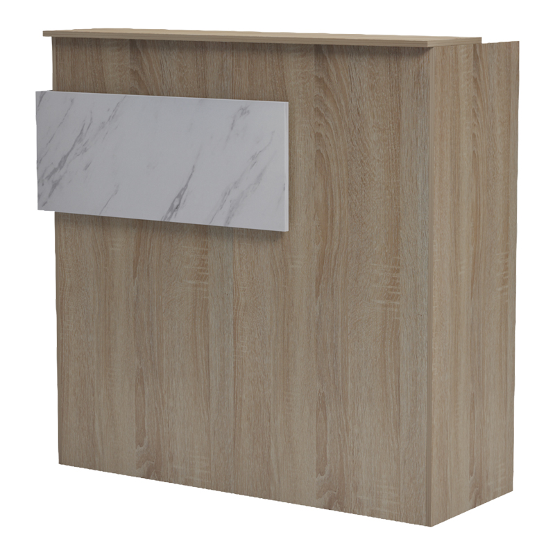 Recepsion Optima pakoworld me LED sonoma-e bardhë me pamje mermeri 110x40x110cm