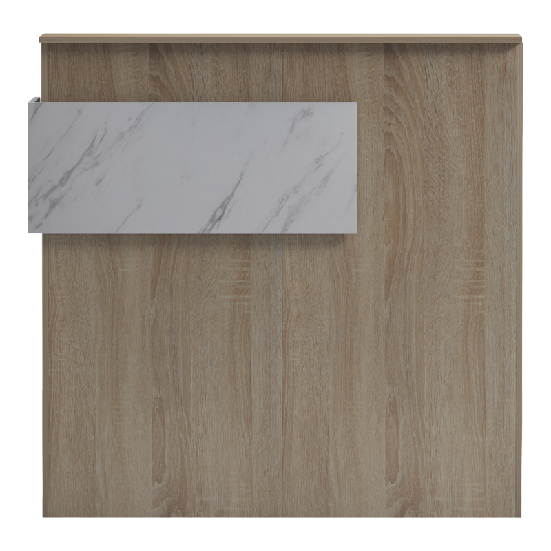 Recepsion Optima pakoworld me LED sonoma-e bardhë me pamje mermeri 110x40x110cm
