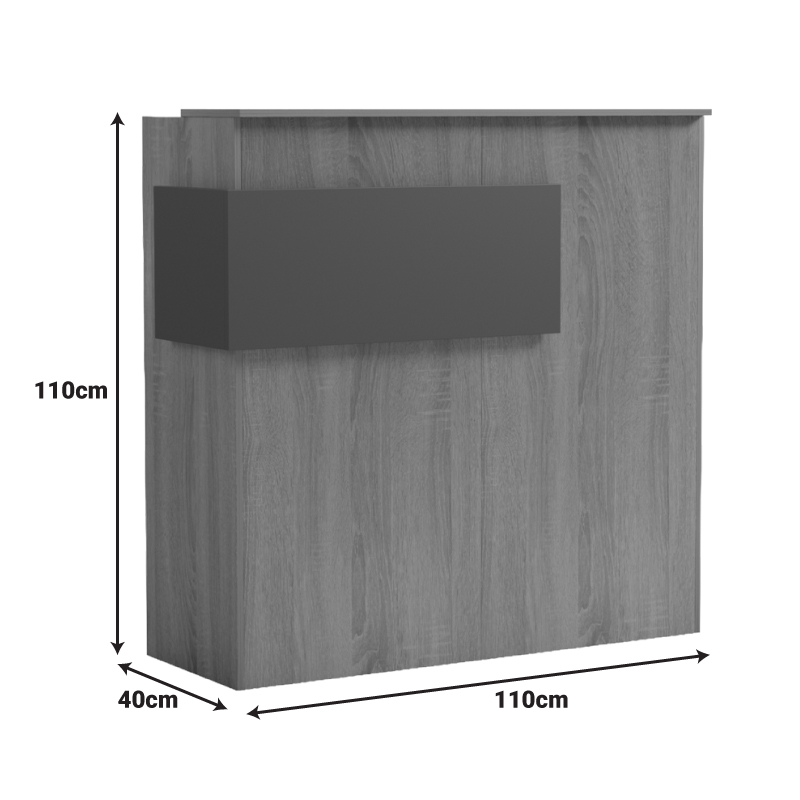Recepsion Optima pakoworld me LED sonoma-e bardhë me pamje mermeri 110x40x110cm
