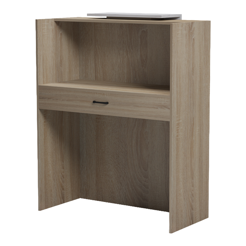 Banaku i recepsionit Zowel pakoworld me LED sonoma-pamje mermeri të bardhë 90x40x110cm