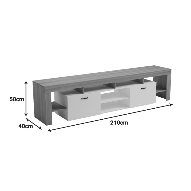 Kabinet TV Liner pakoworld SONOMA-e bardhë 210x40x50cm