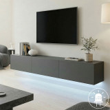 Kabinet TV i montuar në mur me led Rival pakoworld antracit 180x35x30cm